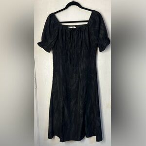 Women's Summer Puff Sleeve Floral Split Maxi Dress Flowy A